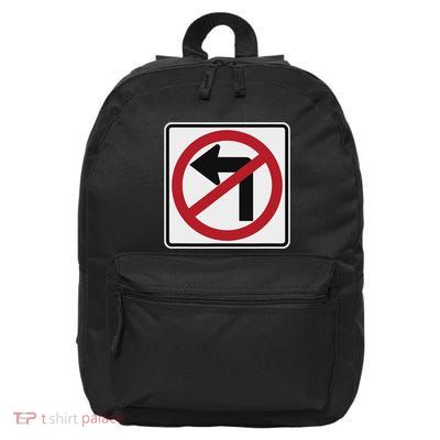 No Left Turn Driving Road Sign 16 in Basic Backpack