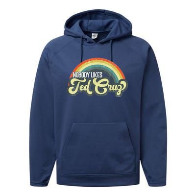 Nobody Likes Ted Cruz Rainbow Vintage Performance Fleece Hoodie