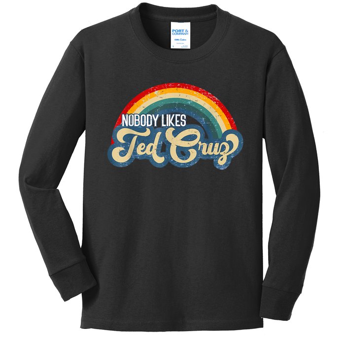 Nobody Likes Ted Cruz Rainbow Kids Long Sleeve Shirt