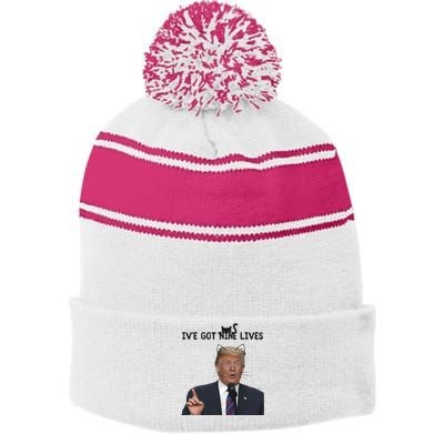 Nine Lives Trump Stripe Pom Pom Beanie