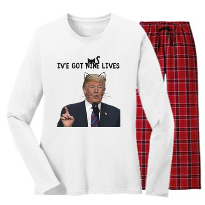 Nine Lives Trump Women's Long Sleeve Flannel Pajama Set 