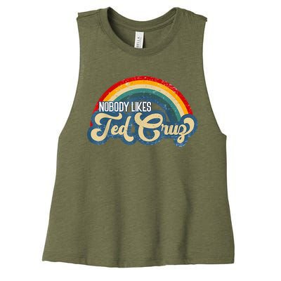 Nobody Likes Ted Cruz Rainbow Vintage Women's Racerback Cropped Tank