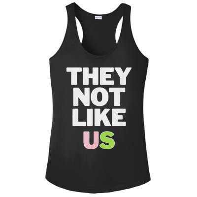 Not Like Us P.I.N.K And Green Ladies PosiCharge Competitor Racerback Tank