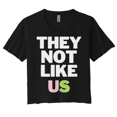 Not Like Us P.I.N.K And Green Women's Crop Top Tee