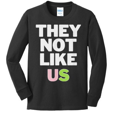 Not Like Us P.I.N.K And Green Kids Long Sleeve Shirt