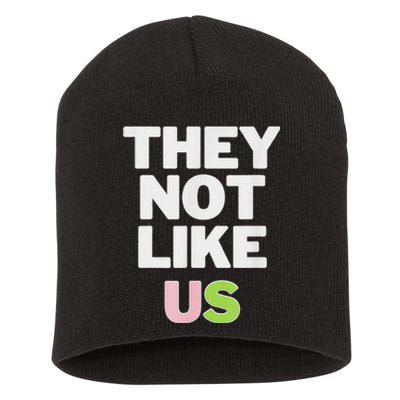 Not Like Us P.I.N.K And Green Short Acrylic Beanie