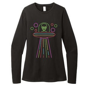 Neon Lights Ufo Abduction Extraterrestrial Alien Believer Womens CVC Long Sleeve Shirt