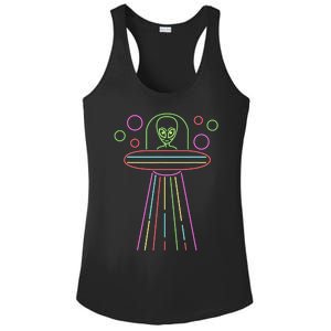 Neon Lights Ufo Abduction Extraterrestrial Alien Believer Ladies PosiCharge Competitor Racerback Tank