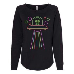 Neon Lights Ufo Abduction Extraterrestrial Alien Believer Womens California Wash Sweatshirt