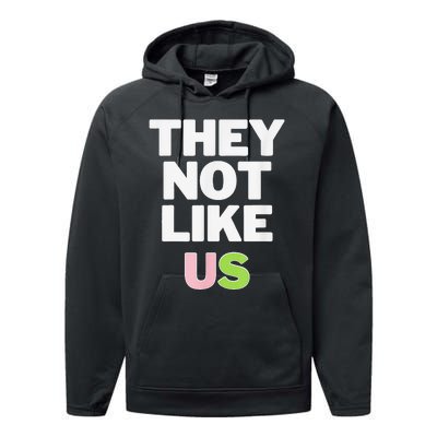 Not Like Us Pin.K And Green Performance Fleece Hoodie