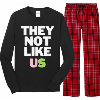 Not Like Us Pin.K And Green Long Sleeve Pajama Set