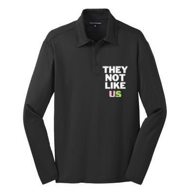 Not Like Us Pin.K And Green Silk Touch Performance Long Sleeve Polo