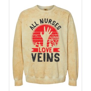 Nurses Love Veins Funny Zombie Vampire Halloween Nurse Meaningful Gift Colorblast Crewneck Sweatshirt