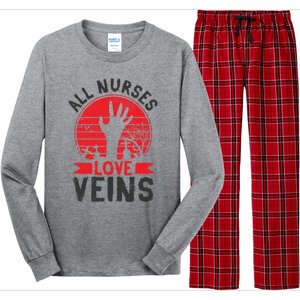 Nurses Love Veins Funny Zombie Vampire Halloween Nurse Meaningful Gift Long Sleeve Pajama Set