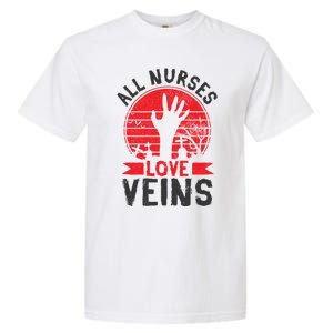 Nurses Love Veins Funny Zombie Vampire Halloween Nurse Meaningful Gift Garment-Dyed Heavyweight T-Shirt