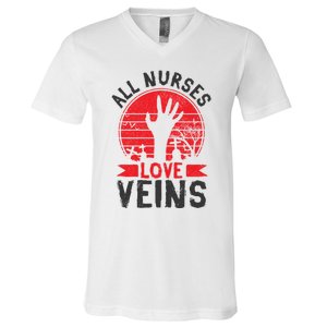 Nurses Love Veins Funny Zombie Vampire Halloween Nurse Meaningful Gift V-Neck T-Shirt