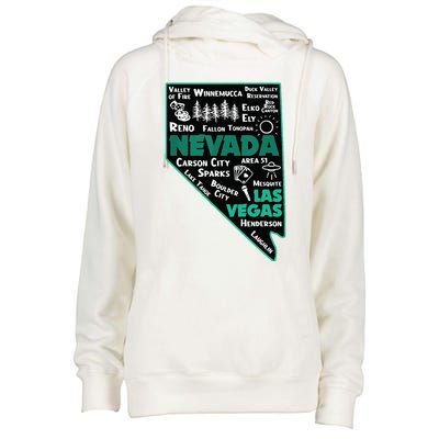 Nevada Las Vegas Map Winnemucca Reno Elko Ely Carson City Womens Funnel Neck Pullover Hood
