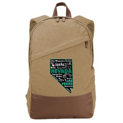 Nevada Las Vegas Map Winnemucca Reno Elko Ely Carson City Cotton Canvas Backpack