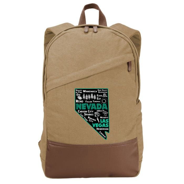 Nevada Las Vegas Map Winnemucca Reno Elko Ely Carson City Cotton Canvas Backpack