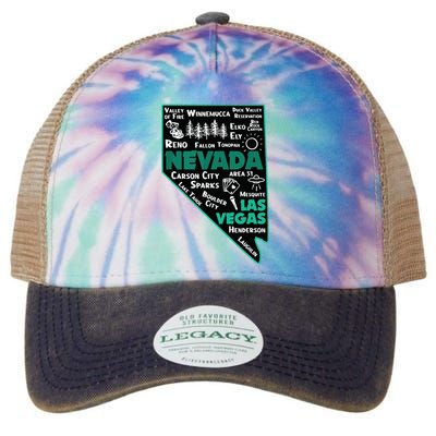 Nevada Las Vegas Map Winnemucca Reno Elko Ely Carson City Legacy Tie Dye Trucker Hat