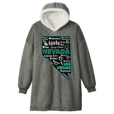 Nevada Las Vegas Map Winnemucca Reno Elko Ely Carson City Hooded Wearable Blanket