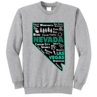 Nevada Las Vegas Map Winnemucca Reno Elko Ely Carson City Tall Sweatshirt