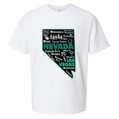 Nevada Las Vegas Map Winnemucca Reno Elko Ely Carson City Sueded Cloud Jersey T-Shirt
