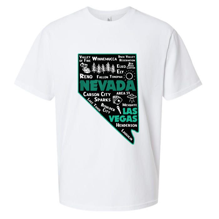 Nevada Las Vegas Map Winnemucca Reno Elko Ely Carson City Sueded Cloud Jersey T-Shirt