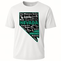 Nevada Las Vegas Map Winnemucca Reno Elko Ely Carson City Cooling Performance Crew T-Shirt