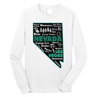 Nevada Las Vegas Map Winnemucca Reno Elko Ely Carson City Long Sleeve Shirt
