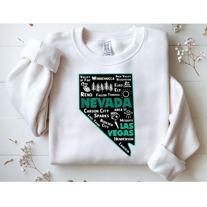 Nevada Las Vegas Map Winnemucca Reno Elko Ely Carson City Sweatshirt