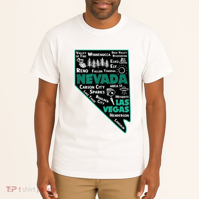 Nevada Las Vegas Map Winnemucca Reno Elko Ely Carson City Tall T-Shirt