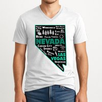 Nevada Las Vegas Map Winnemucca Reno Elko Ely Carson City V-Neck T-Shirt