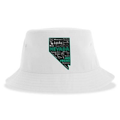 Nevada Las Vegas Map Winnemucca Reno Elko Ely Carson City Sustainable Bucket Hat