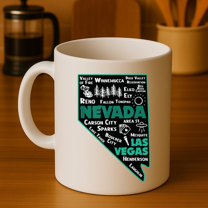 Nevada Las Vegas Map Winnemucca Reno Elko Ely Carson City Mug