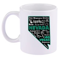 Nevada Las Vegas Map Winnemucca Reno Elko Ely Carson City 11oz C Handle Ceramic Mug
