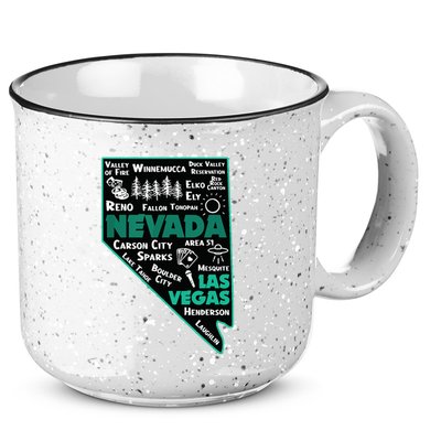 Nevada Las Vegas Map Winnemucca Reno Elko Ely Carson City 15oz Campfire Ceramic Mug