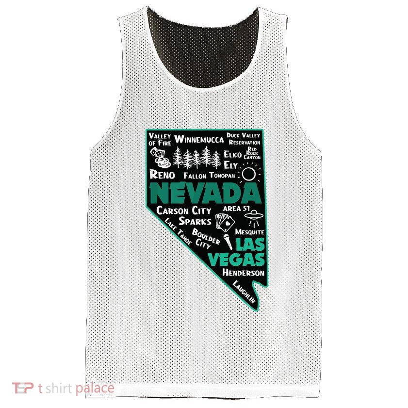 Nevada Las Vegas Map Winnemucca Reno Elko Ely Carson City Mesh Reversible Basketball Jersey Tank