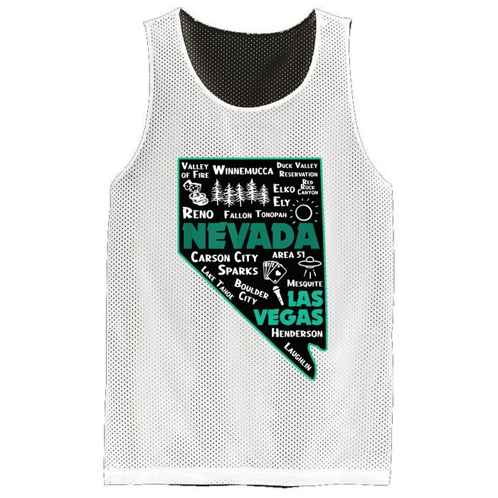 Nevada Las Vegas Map Winnemucca Reno Elko Ely Carson City Mesh Reversible Basketball Jersey Tank