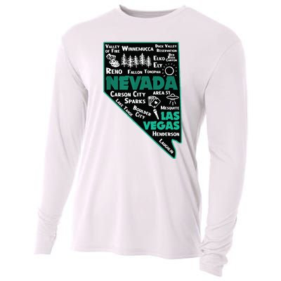 Nevada Las Vegas Map Winnemucca Reno Elko Ely Carson City Cooling Performance Long Sleeve Crew