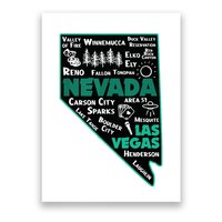 Nevada Las Vegas Map Winnemucca Reno Elko Ely Carson City Poster