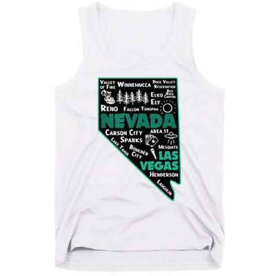 Nevada Las Vegas Map Winnemucca Reno Elko Ely Carson City Tank Top
