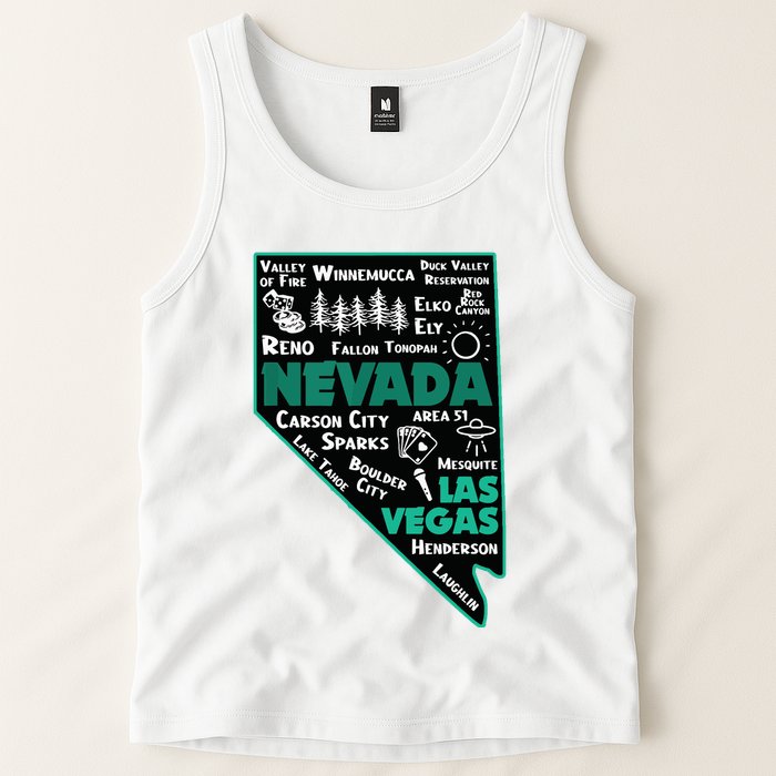 Nevada Las Vegas Map Winnemucca Reno Elko Ely Carson City Tank Top