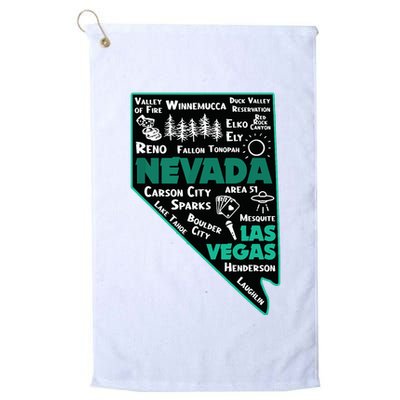 Nevada Las Vegas Map Winnemucca Reno Elko Ely Carson City Golf Towel
