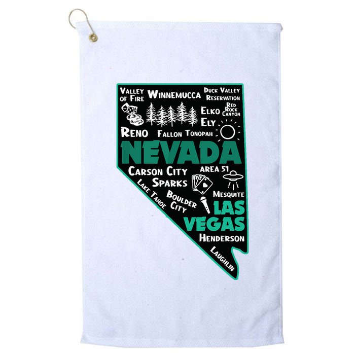 Nevada Las Vegas Map Winnemucca Reno Elko Ely Carson City Golf Towel