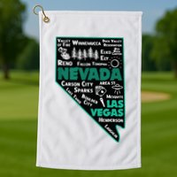 Nevada Las Vegas Map Winnemucca Reno Elko Ely Carson City Golf Towel