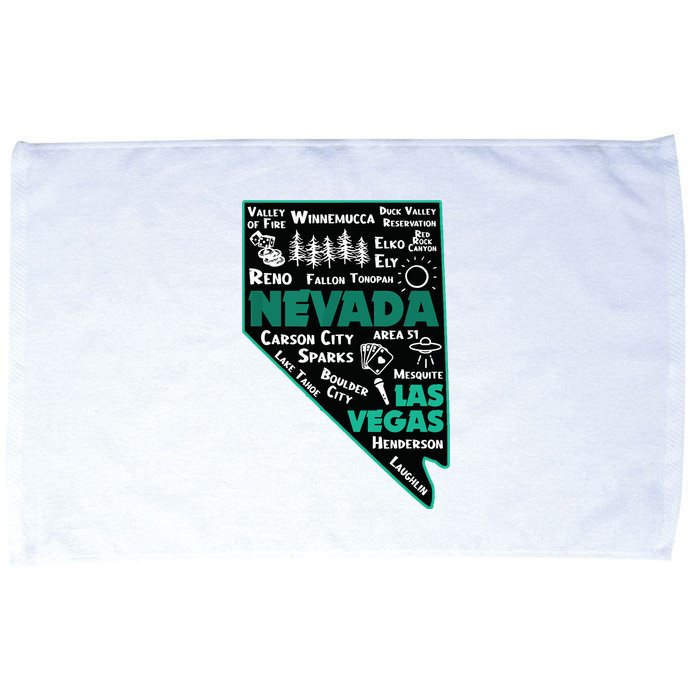Nevada Las Vegas Map Winnemucca Reno Elko Ely Carson City Microfiber Hand Towel