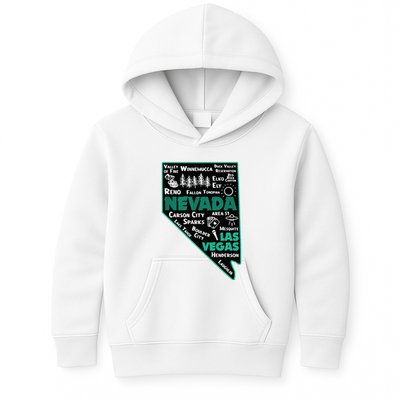 Nevada Las Vegas Map Winnemucca Reno Elko Ely Carson City Kids Hoodie