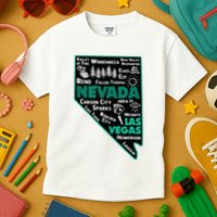 Nevada Las Vegas Map Winnemucca Reno Elko Ely Carson City Kids T-Shirt