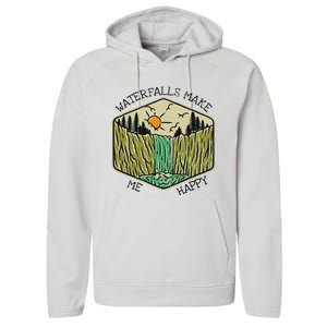 Nature Lover Waterfall Lovers Waterfall Happy Love Hiking Performance Fleece Hoodie